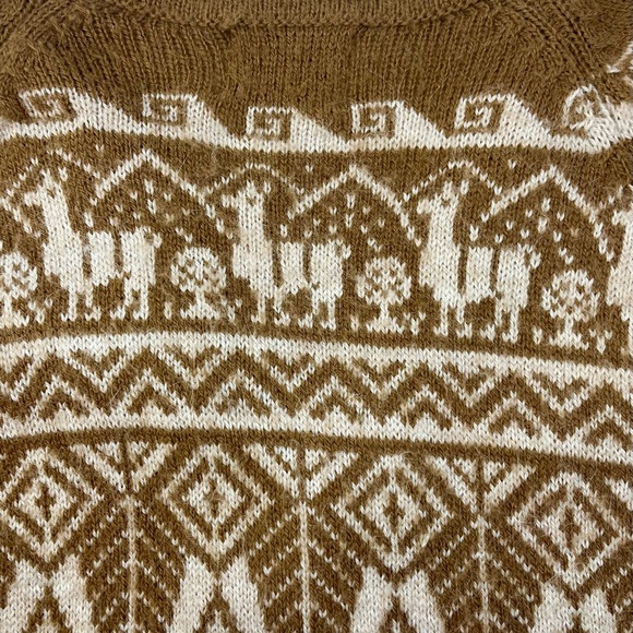 THE ALPACA CONNECTION LG/XL 100% ALPACA CARDIGAN,NORDIC PATTERN HANDMADE IN PERU - Picture 10 of 11